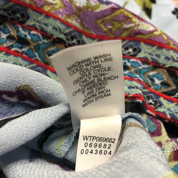 J Jill Floral Blouse Blue Size Large Petite - Picture 7 of 7